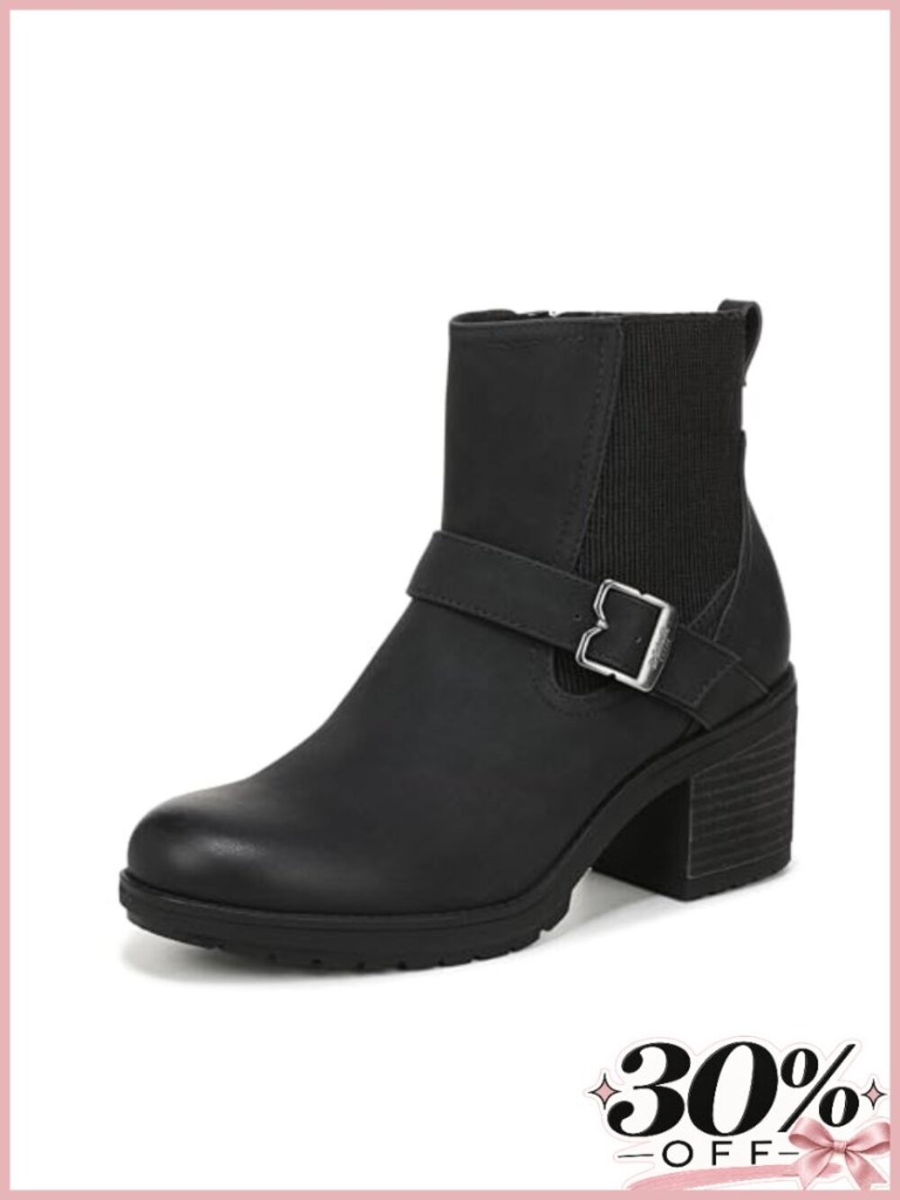 Womens Parker Ankle Booties Faux Leather Chelsea Buckle Block Heel